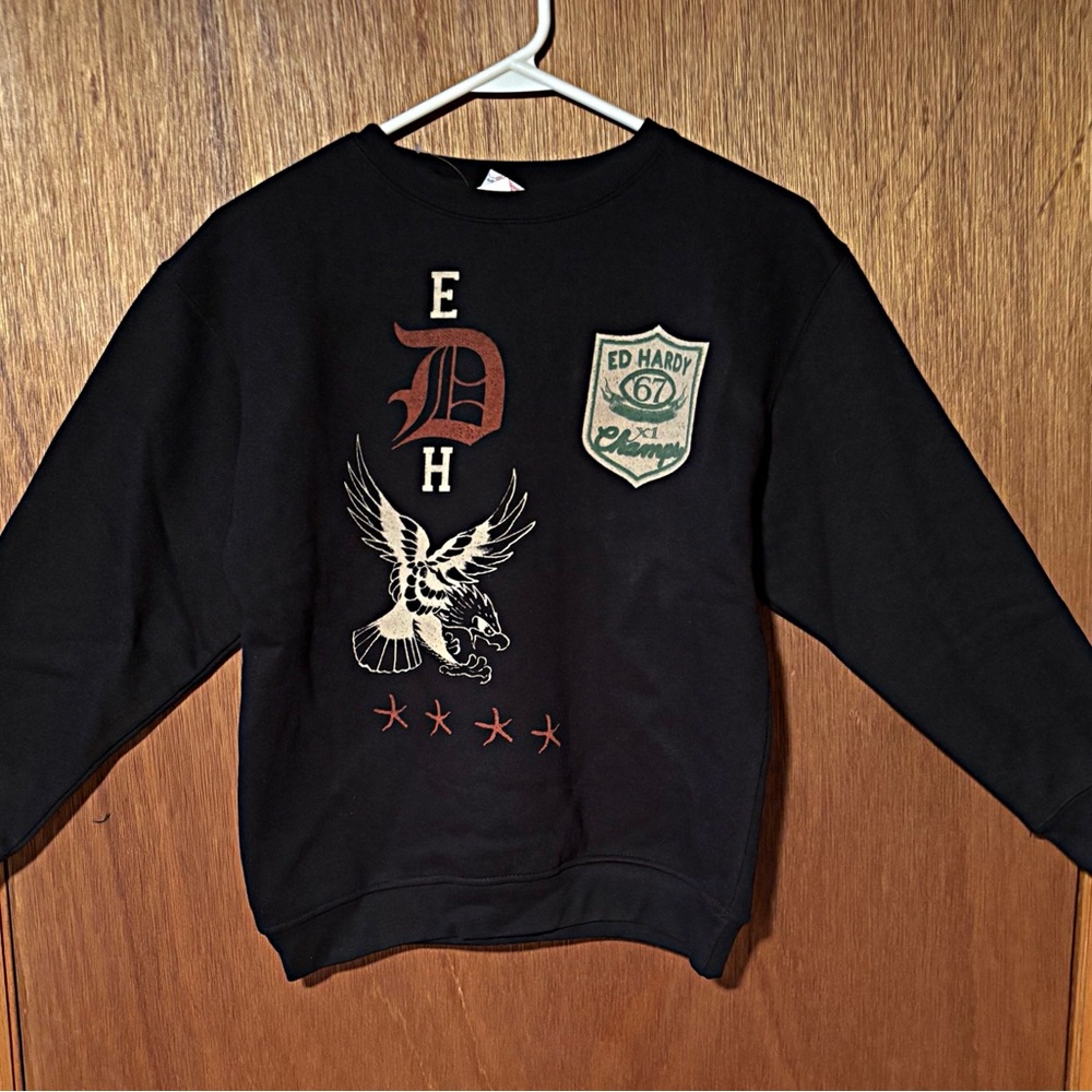 Ed Hardy Black Sweatshirt with Eagle Graphic